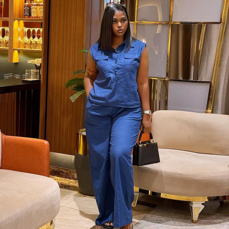 Women's Casual Vest and Trousers Set