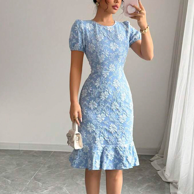 Daisy Embossed Fishtail Dress