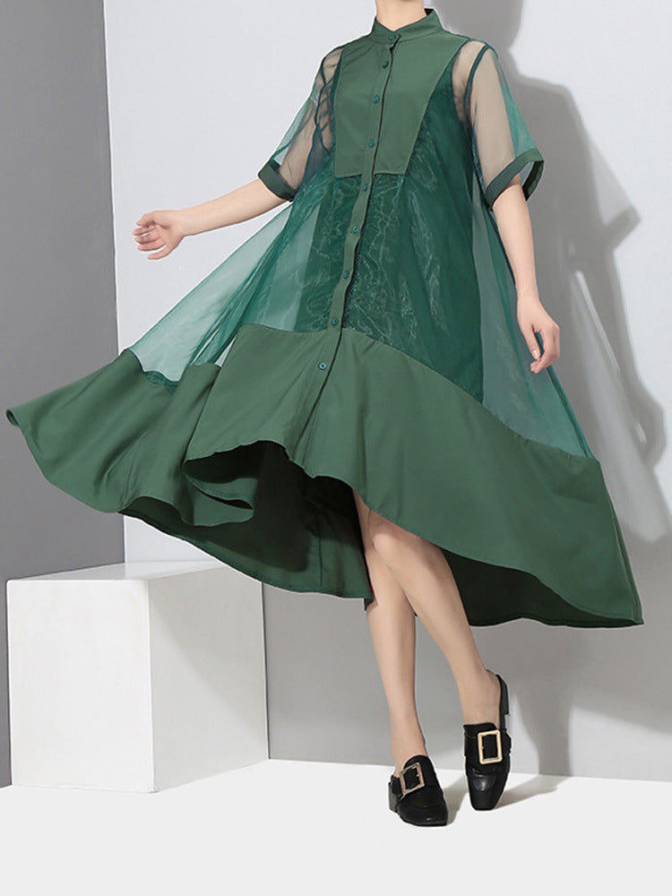 Green vest two-piece dress