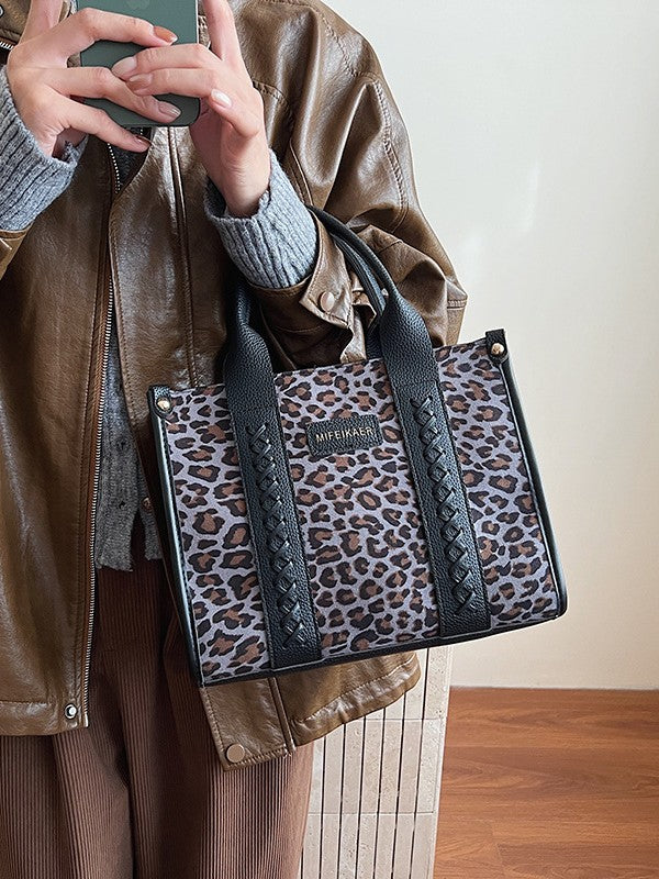 Retro Leopard Print Large Capacity Tote Bag