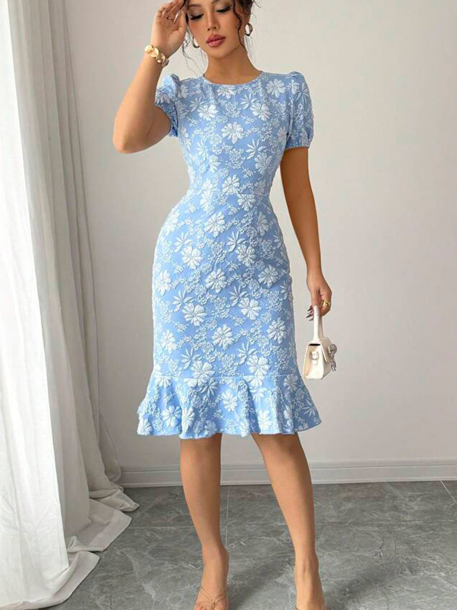 Daisy Embossed Fishtail Dress