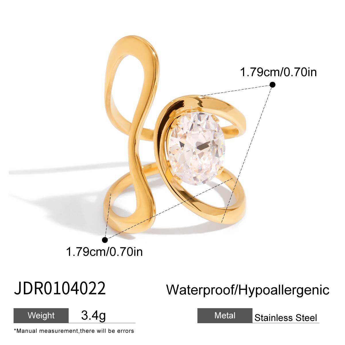 Stainless Steel Zircon Geometric Ring