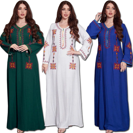 Embroidered Muslim Abaya Dress