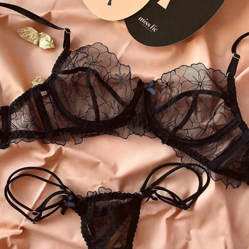 Black Lace Three-Point Lingerie Set