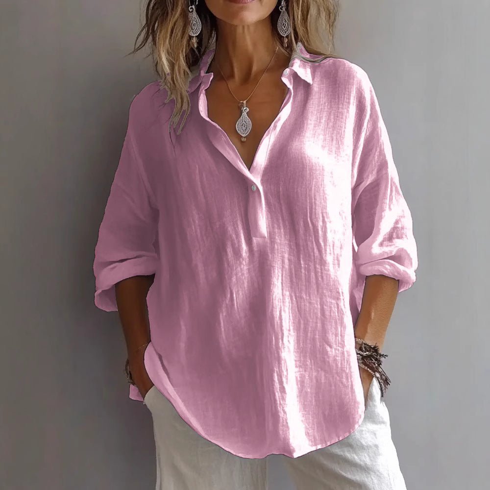 Relaxed and loose long-sleeved shirt