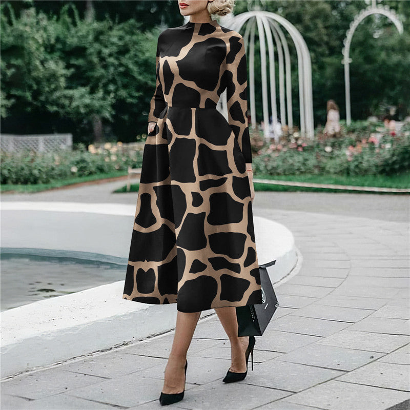 Long Sleeve V-Neck A-Line Maxi Dress for Women