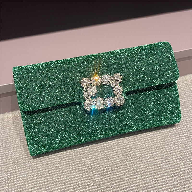 Elegant Sparkling Envelope Clutch Bag with Adjustable Chain