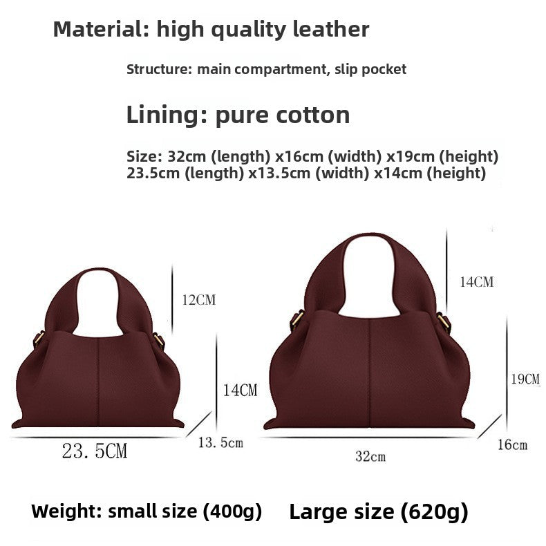 Leather cloud bag, crossbody dumpling bag