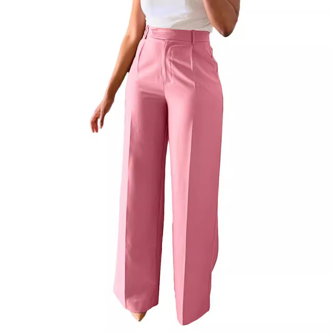 Women's High Waist Straight Leg Suit Pants
