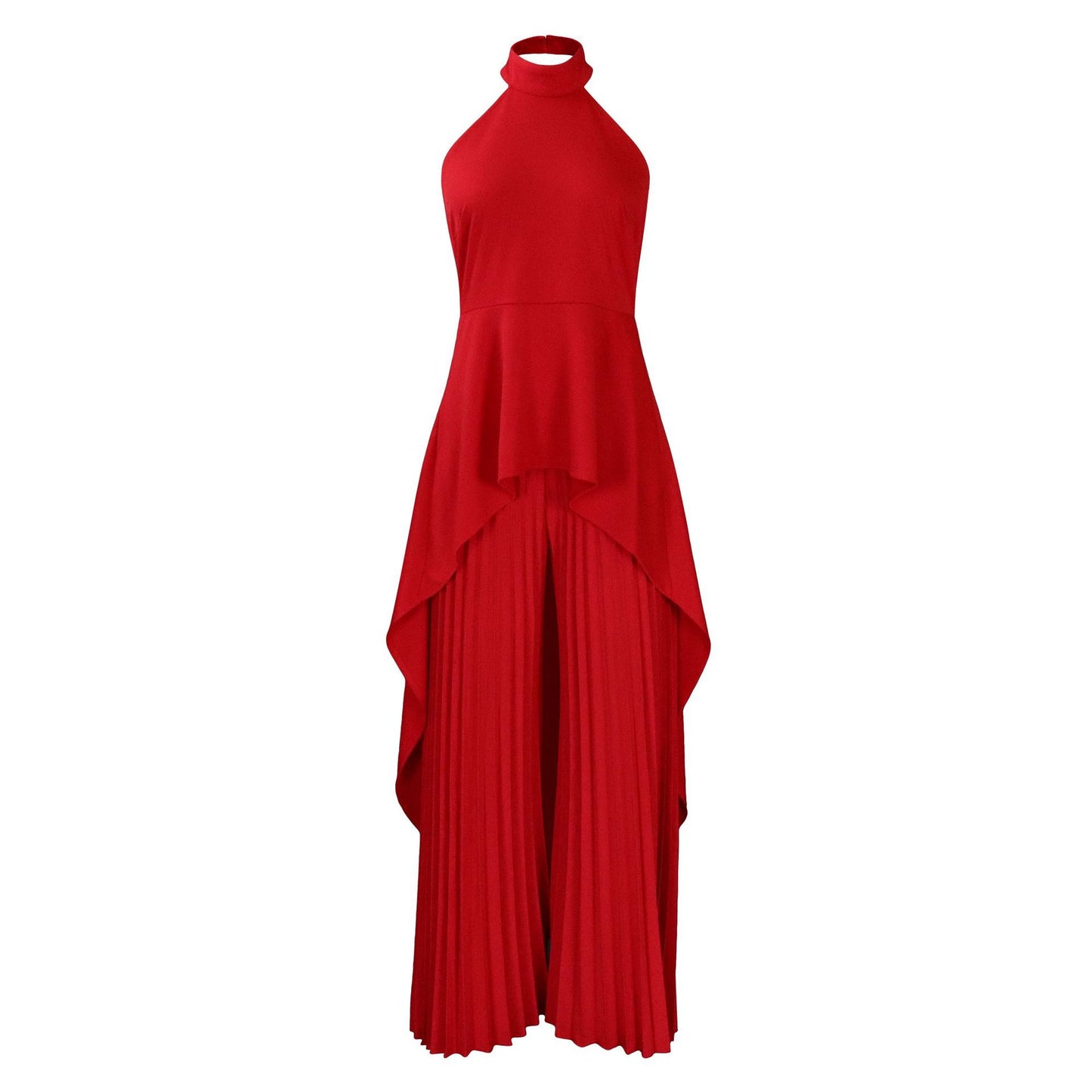 Backless Top Pleated Wide Leg Pants Suit