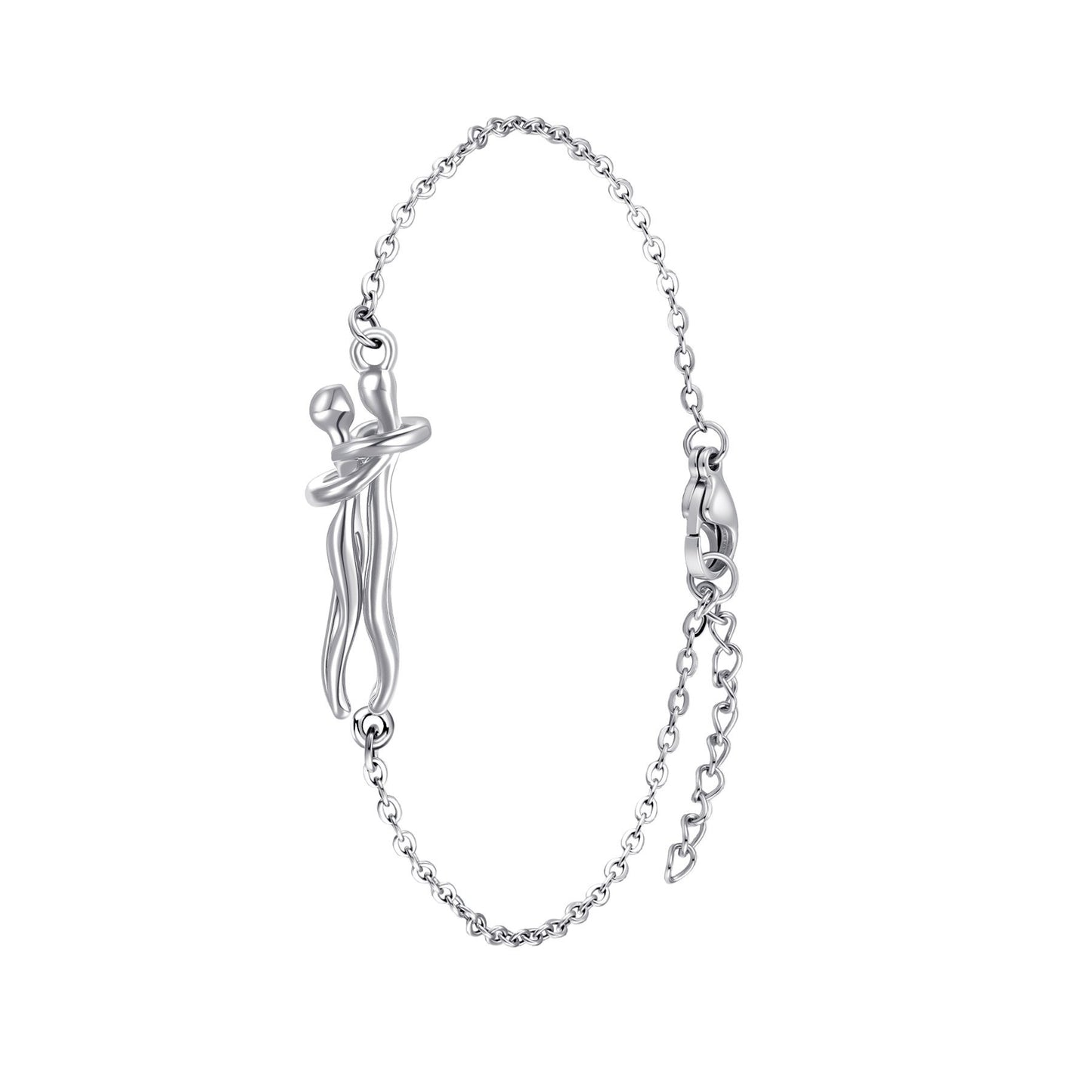 Couple Hug Pendant Necklace in Gold Silver Rose Gold Black