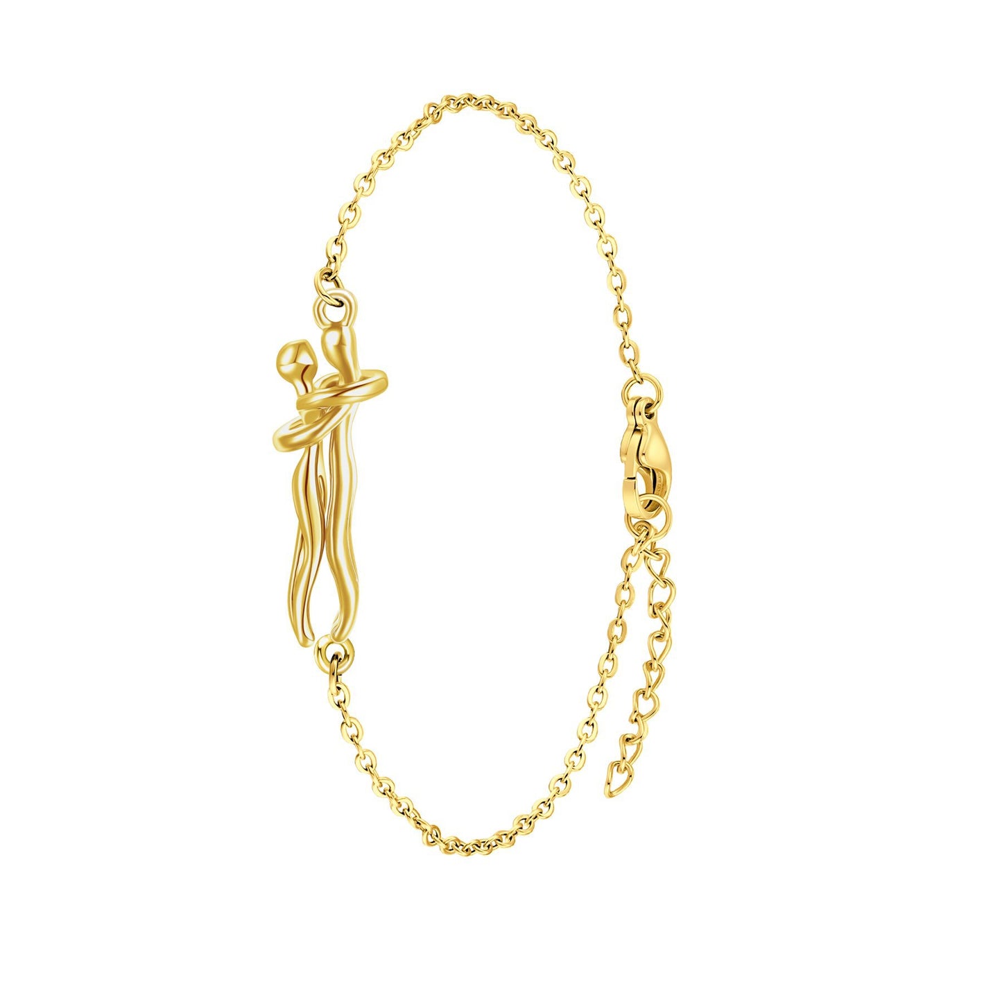 Couple Hug Pendant Necklace in Gold Silver Rose Gold Black