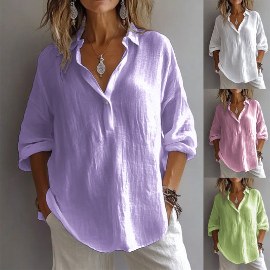 Relaxed and loose long-sleeved shirt