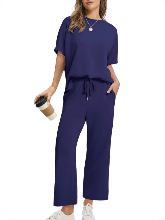 Women's short-sleeved three-quarter-length pants set