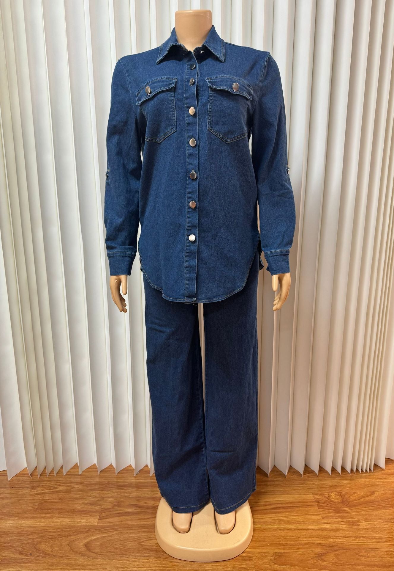 Cardigan long-sleeved top straight-leg trousers