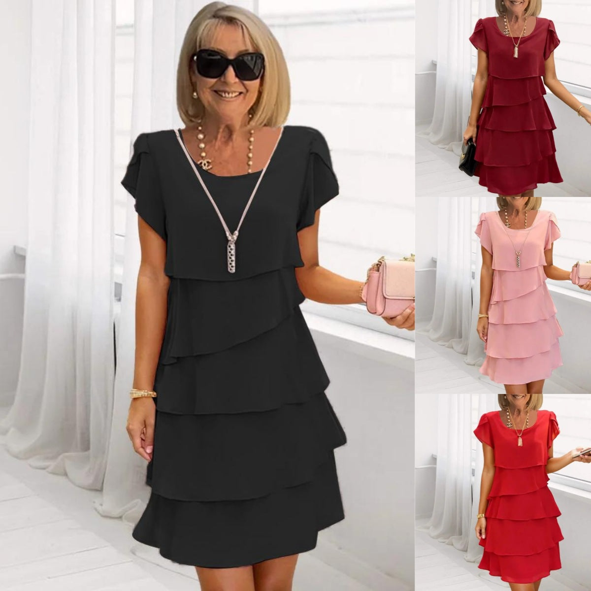 Short-sleeved cake dress