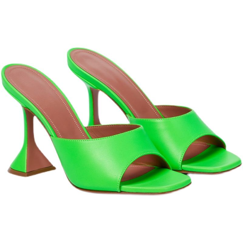 Triangular Square-Toe Open-Toe Sandals