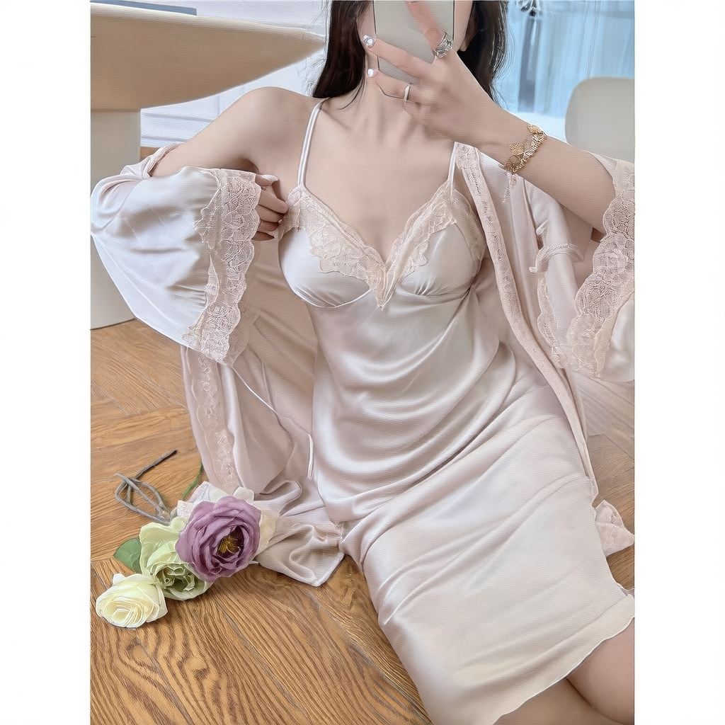 A two-piece sexy halter cushion nightgown set