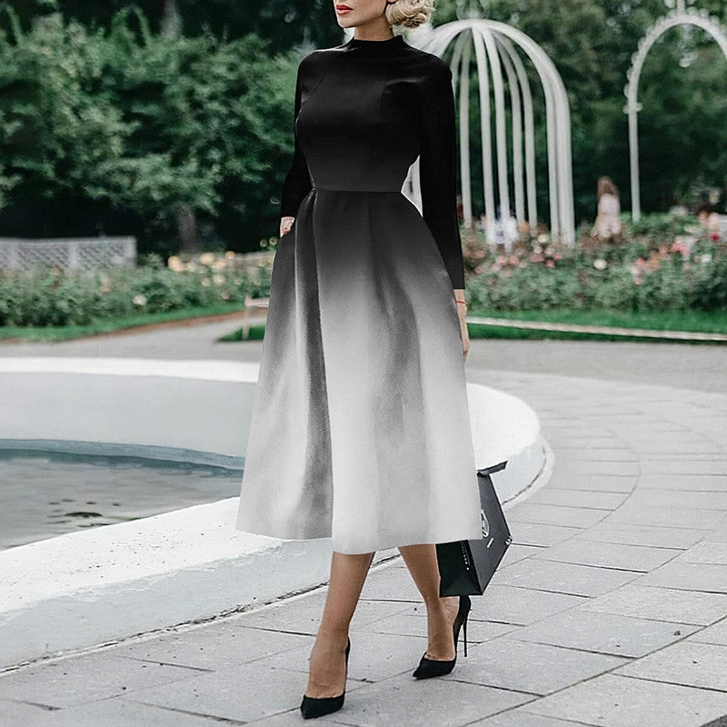 Long Sleeve V-Neck A-Line Maxi Dress for Women