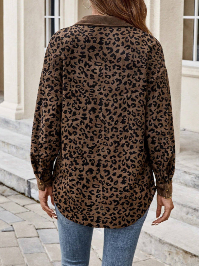 Women's Elegant Leopard Print Shirt Jacket