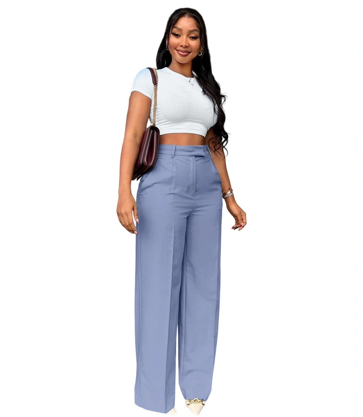 Women's High Waist Straight Leg Suit Pants