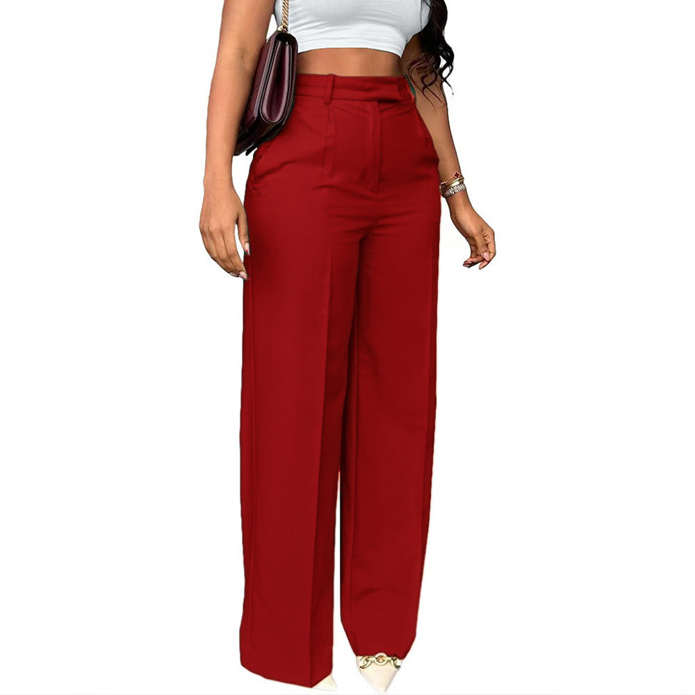 Women's High Waist Straight Leg Suit Pants