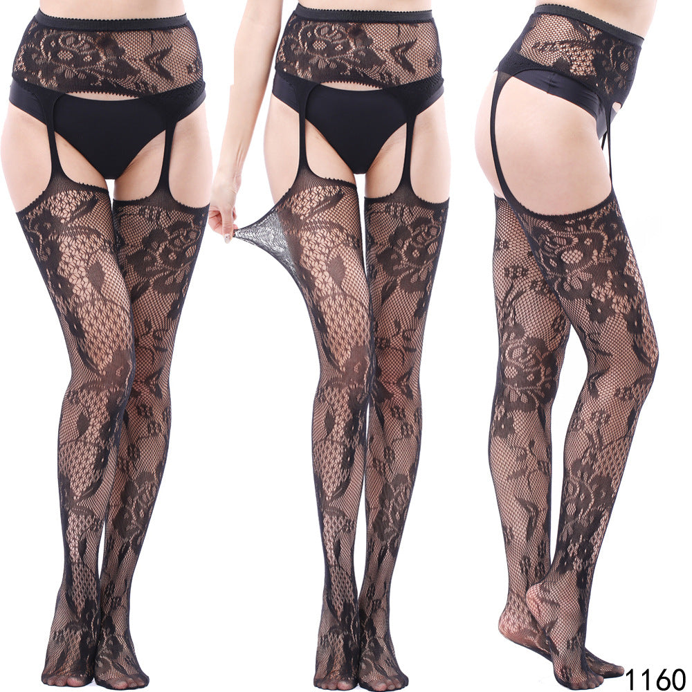 Elastic Fishnet Stockings with Garter