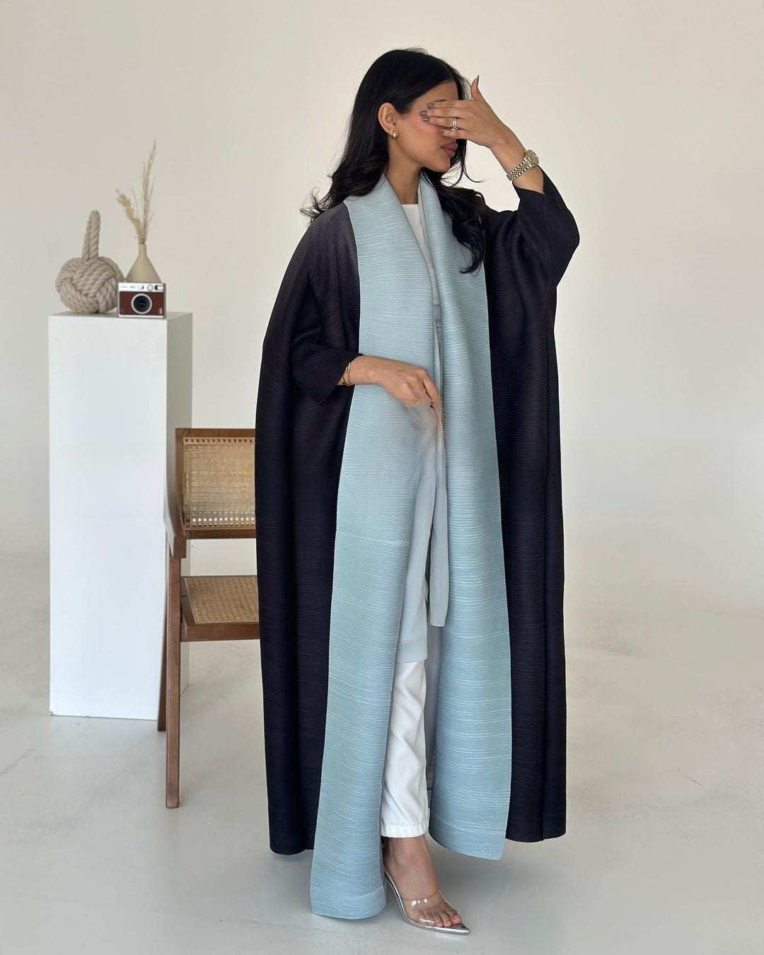 Ruffled long robe dress