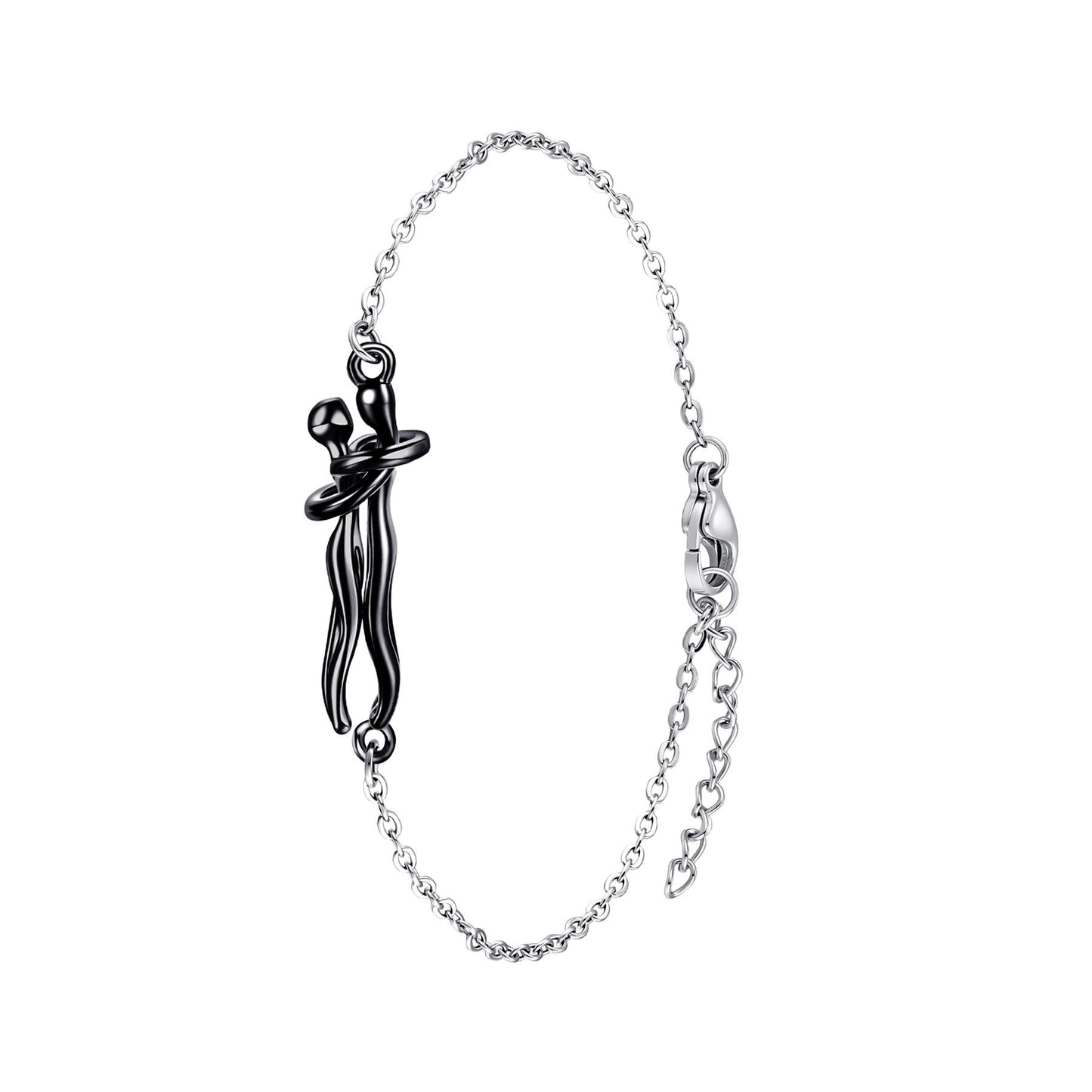 Couple Hug Pendant Necklace in Gold Silver Rose Gold Black