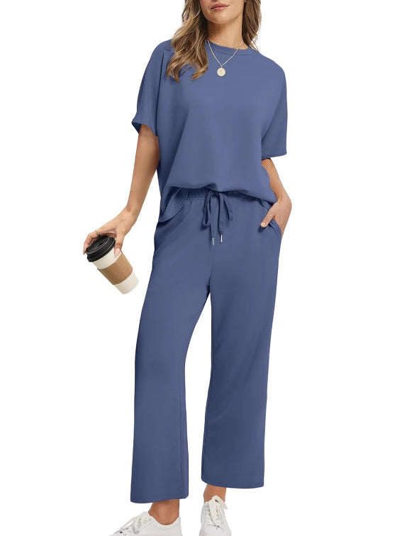Women's short-sleeved three-quarter-length pants set