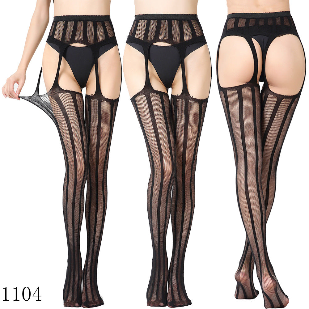 Elastic Fishnet Stockings with Garter