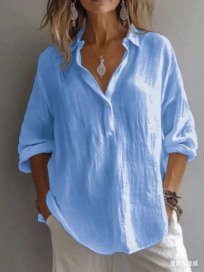 Relaxed and loose long-sleeved shirt