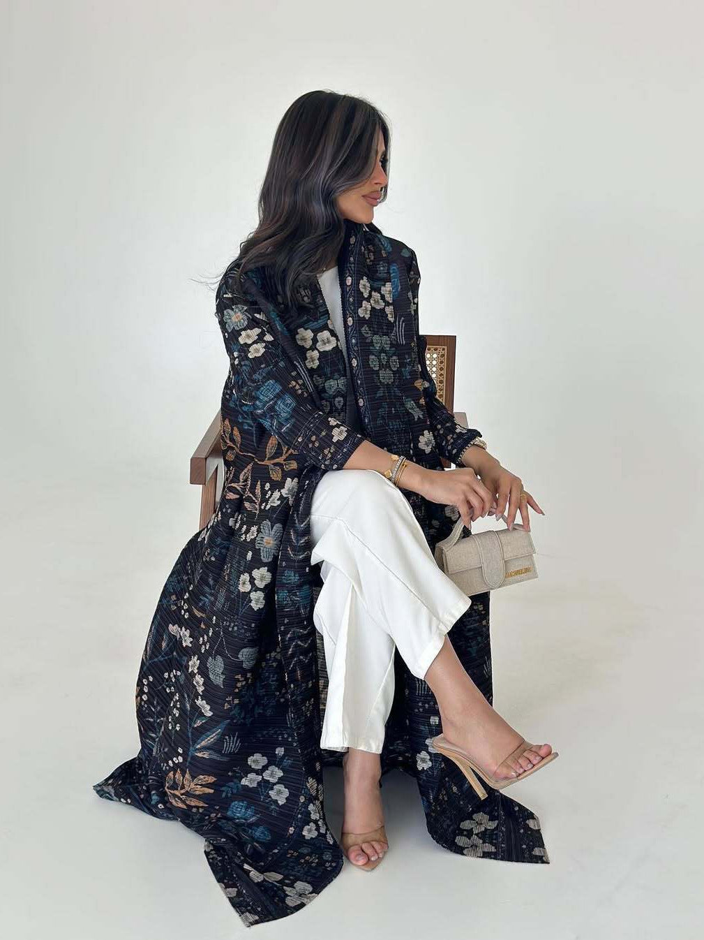 Ruffled long robe dress