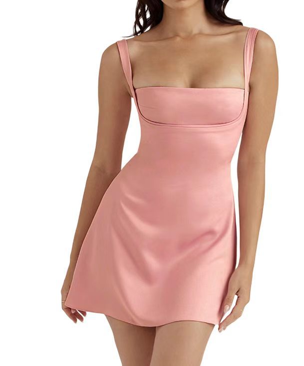 Women's Satin Sling Backless Dress