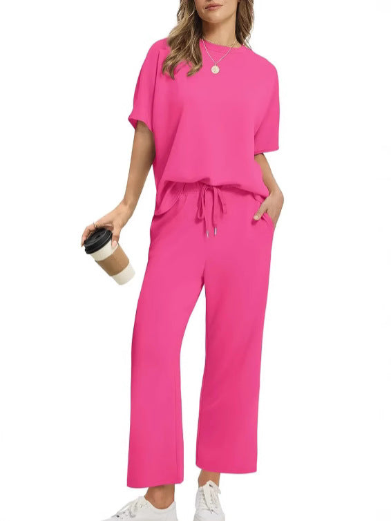 Women's short-sleeved three-quarter-length pants set