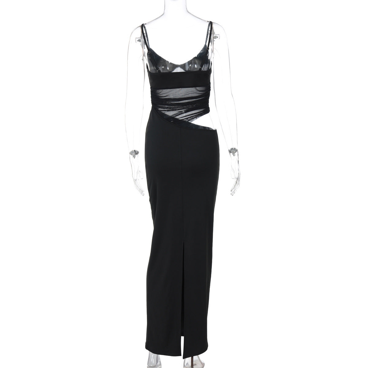 Women's Spliced Mesh Slit Slip Dress