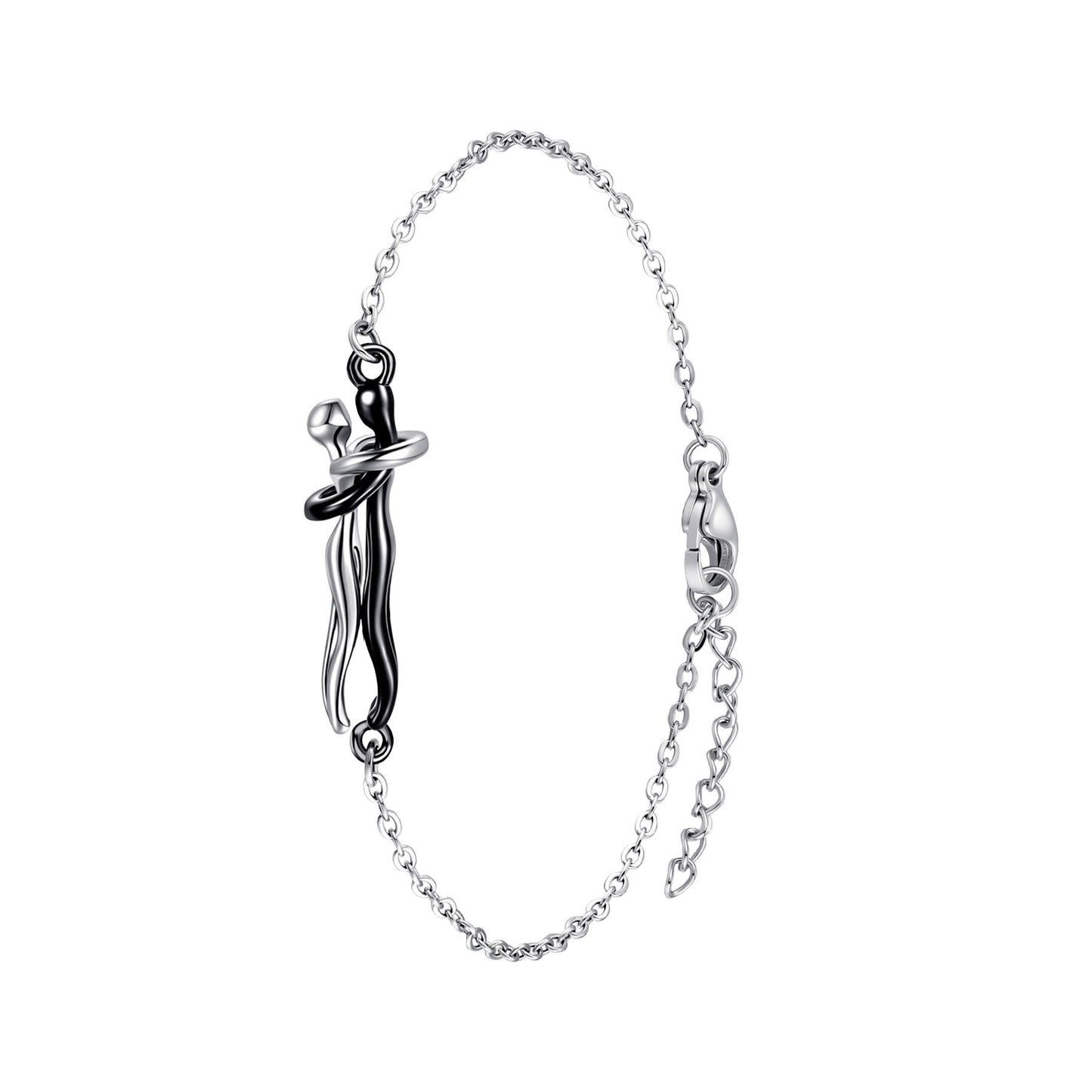 Couple Hug Pendant Necklace in Gold Silver Rose Gold Black