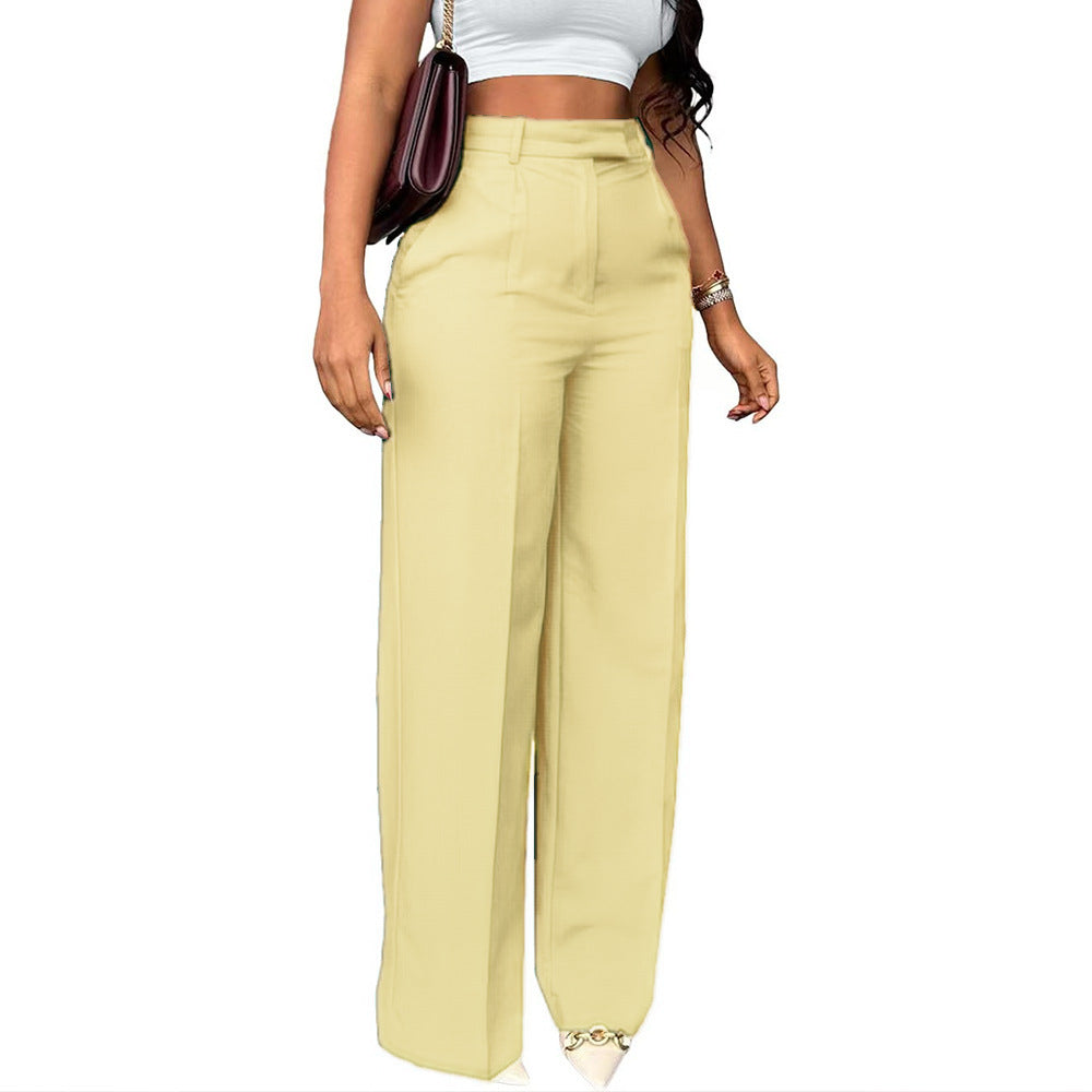Women's High Waist Straight Leg Suit Pants