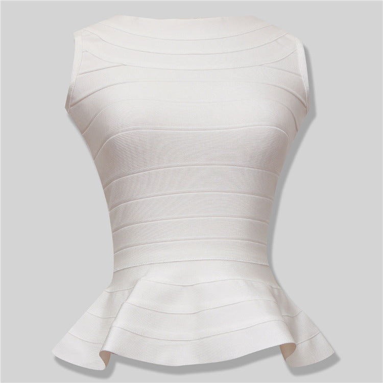 Elegant Sleeveless Fishtail Ruffled Bandage Top for Women