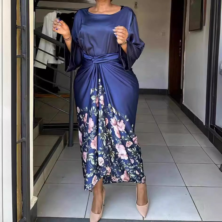 Fashionable strap-printed dress