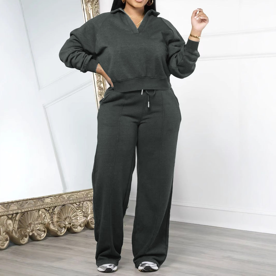 Women Casual Solid Color Tracksuit Set