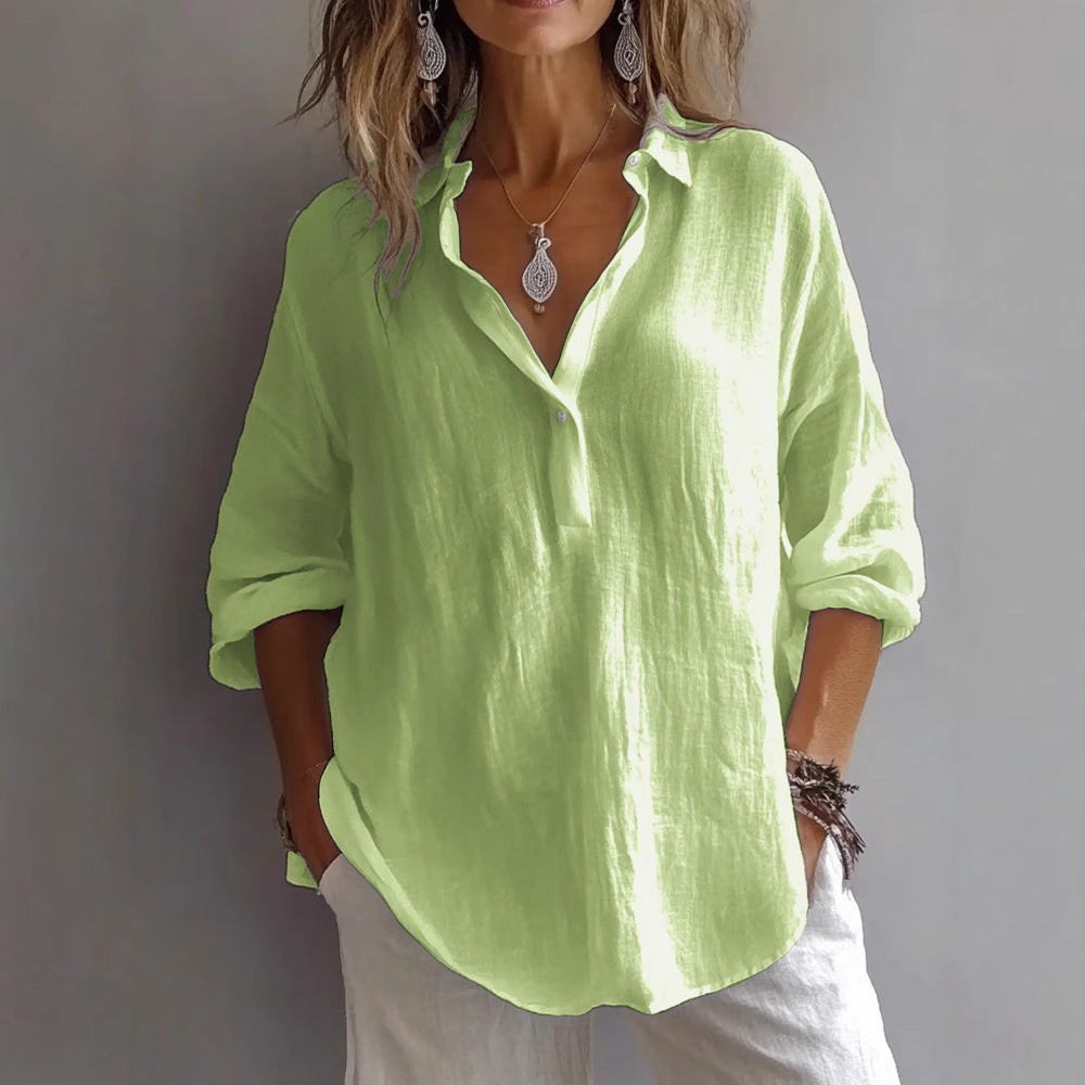 Relaxed and loose long-sleeved shirt