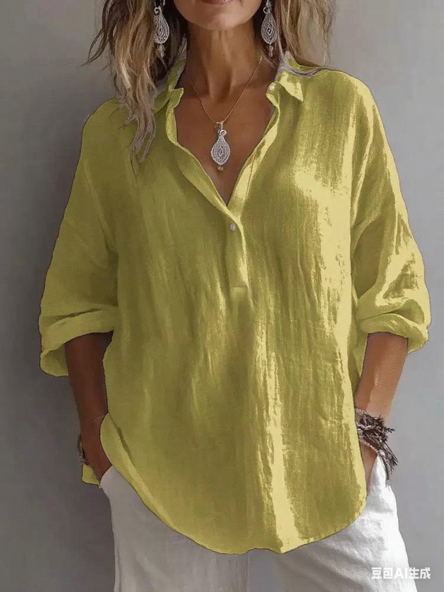 Relaxed and loose long-sleeved shirt