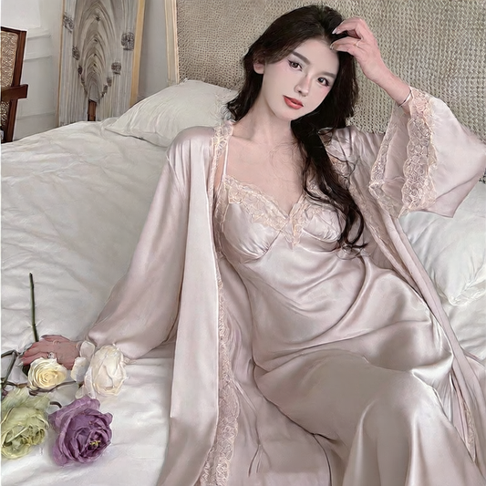 A two-piece sexy halter cushion nightgown set