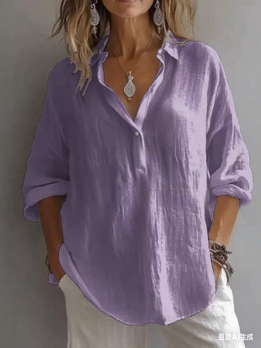 Relaxed and loose long-sleeved shirt