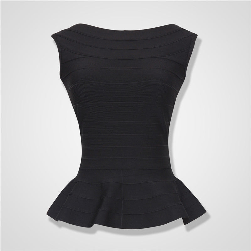 Elegant Sleeveless Fishtail Ruffled Bandage Top for Women
