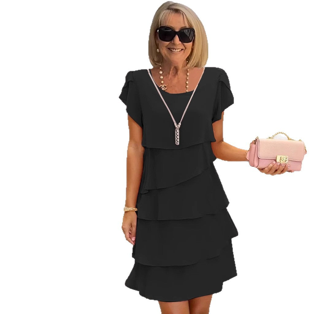 Short-sleeved cake dress