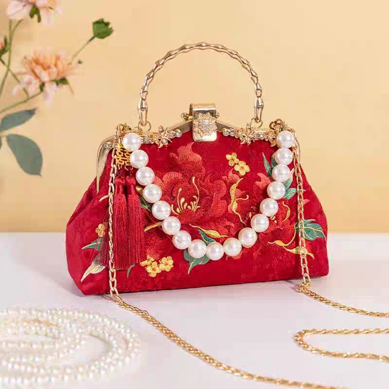 Elegant Chinese Retro Beaded Handbag for Women