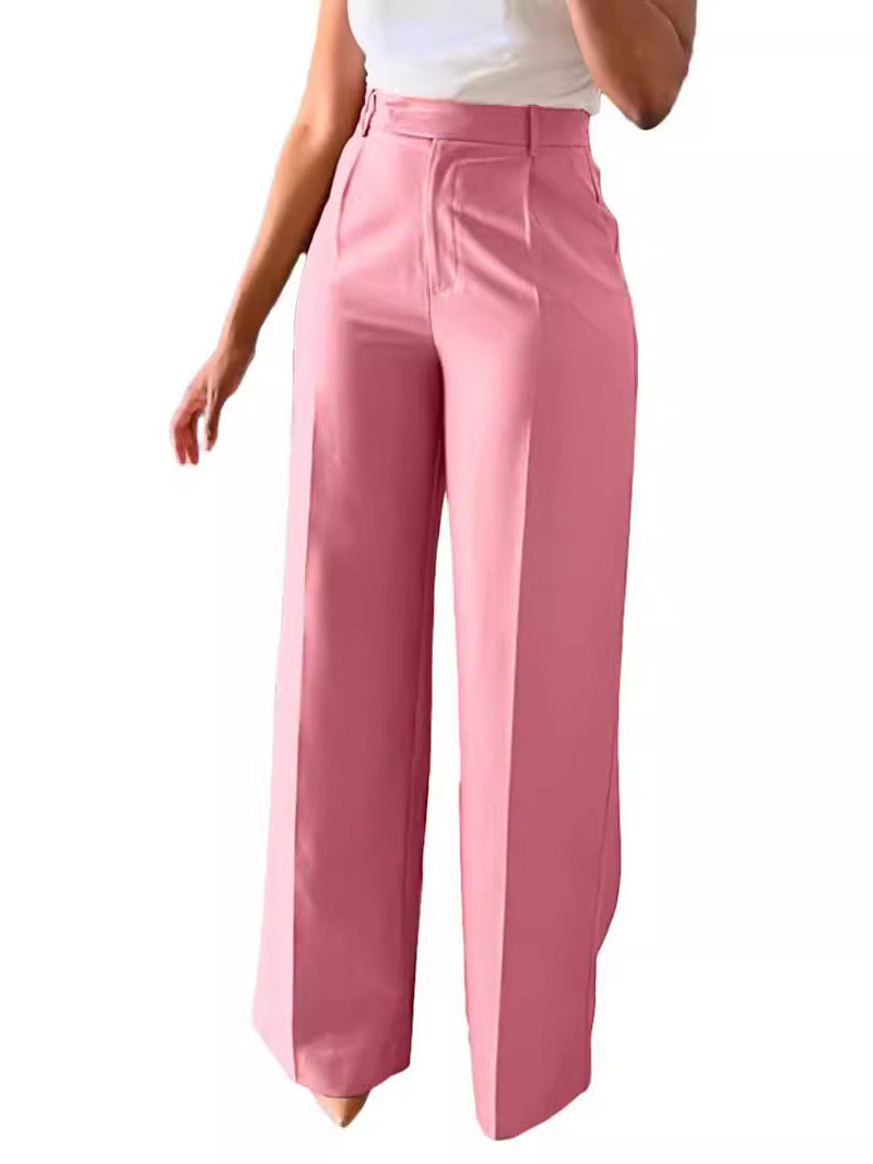 Women's High Waist Straight Leg Suit Pants