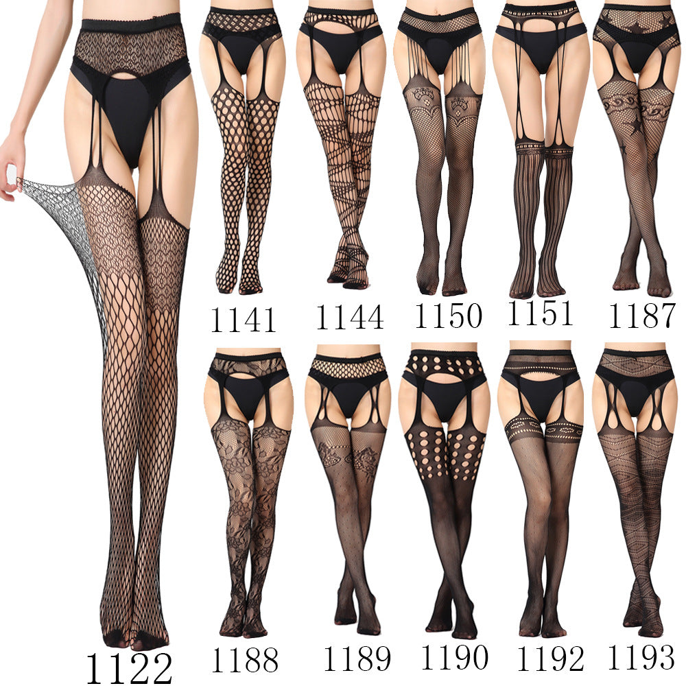 Elastic Fishnet Stockings with Garter